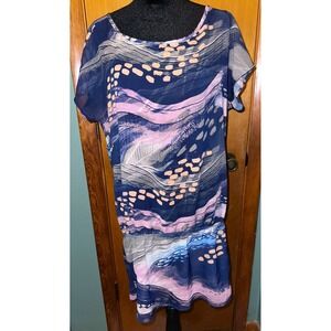 Jordan Taylor Collection Abstract Drop Waist Sheer Swimsuit Beach Cover Up Large